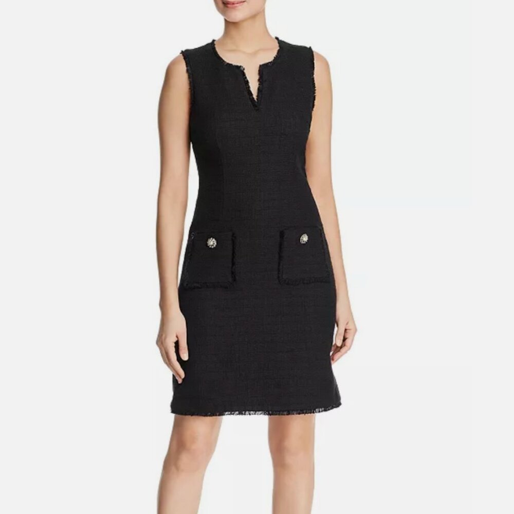 NWT KL Tweed fringed Embroidered shift dress